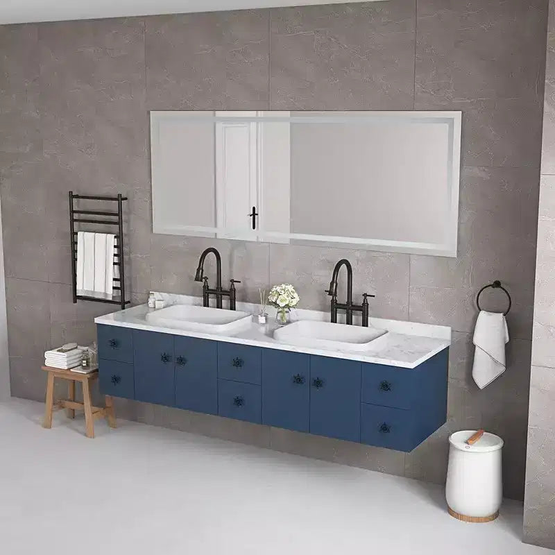 Acekool Miroirs muraux de salle de bain 72x30 pouces avec lumières 3 couleurs, miroir de courtoisie mural rectangulaire, miroir de courtoisie LED sans cadre pour salle de bain, blanc