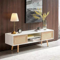 Acekool Modern TV Stand for Living Room, Adjustable Shelves, Sturdy Wood Table Legs, Entertainment Center for TVs, Easy Assembly