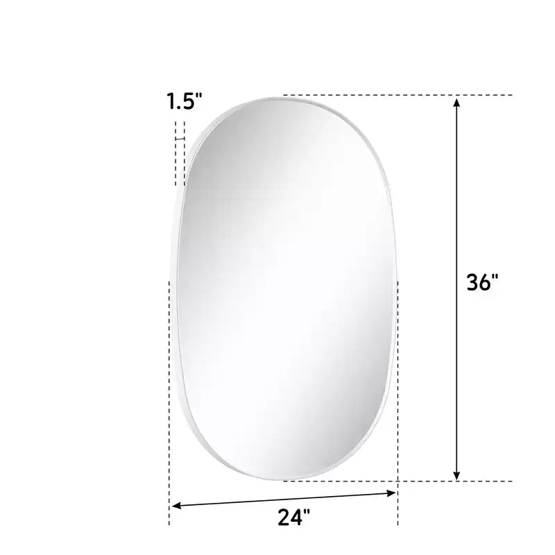 Miroir de courtoisie de salle de bain ovale rectangulaire mat 24 x 36, miroir mural au-dessus de l'évier avec verre trempé HD et cadre en aluminium résistant à la rouille