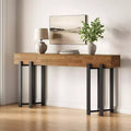 Lantine 63Console Table for Entryway, Farmhouse Behind Couch Table, Sofa Table with Black Metal Frame for Living Room, Oak