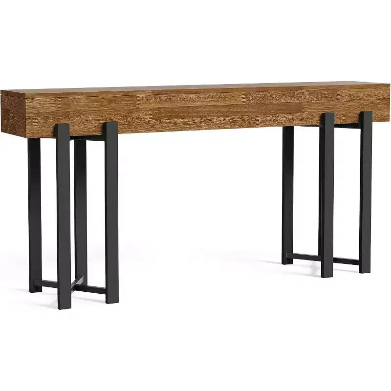 Console pour Entrée, Table d'Appoint Ferme pour Canapé, Table de Canapé avec Cadre en Métal Noir pour Salon, Chêne