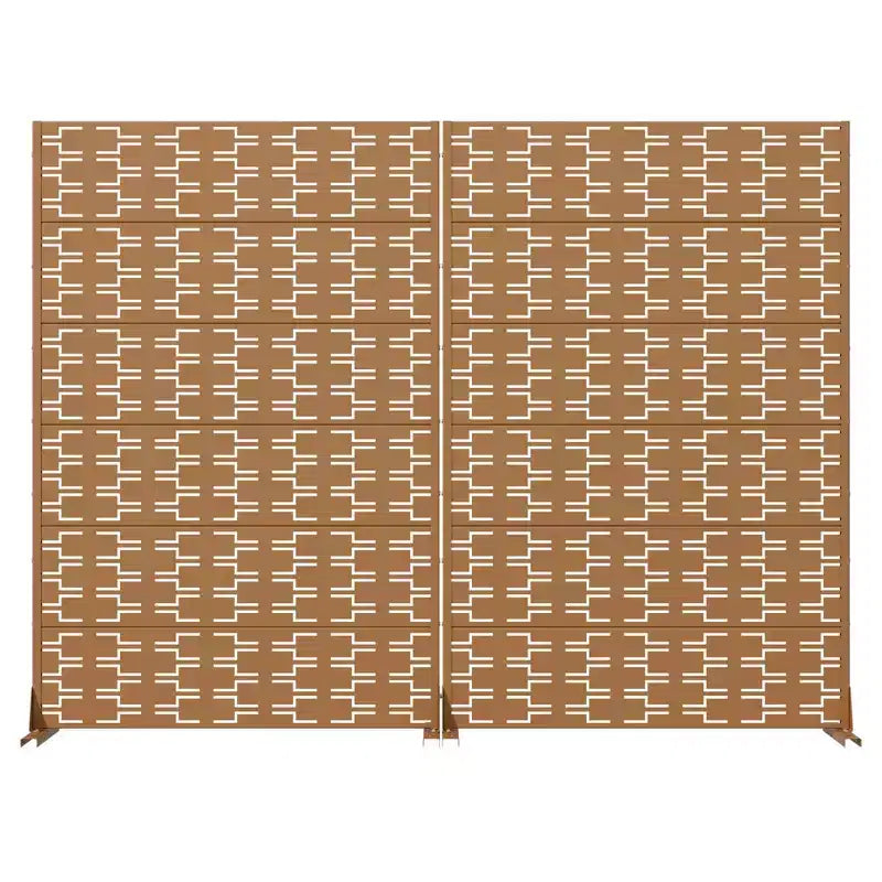 Séparateur de pièce Brick 01 en acier galvanisé marron, 183x120x40 cm, paravent de confidentialité double face 6 pièces antirouille