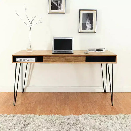 29 in.H Brown Color Acacia Wood Computer Desks with File Drawer
