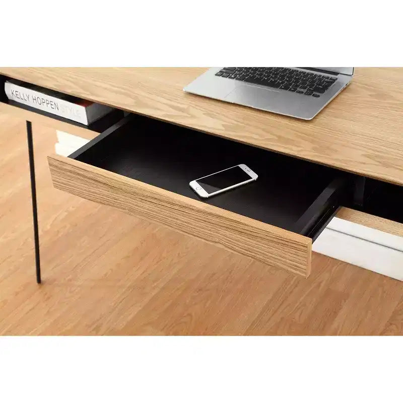 Bureaux d'ordinateur en bois d'acacia couleur marron avec tiroir de classement, 73,6 cm H