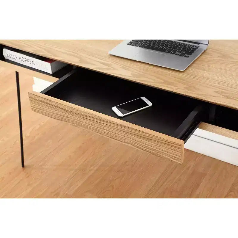 Bureaux d'ordinateur en bois d'acacia couleur marron avec tiroir de classement, 73,6 cm H