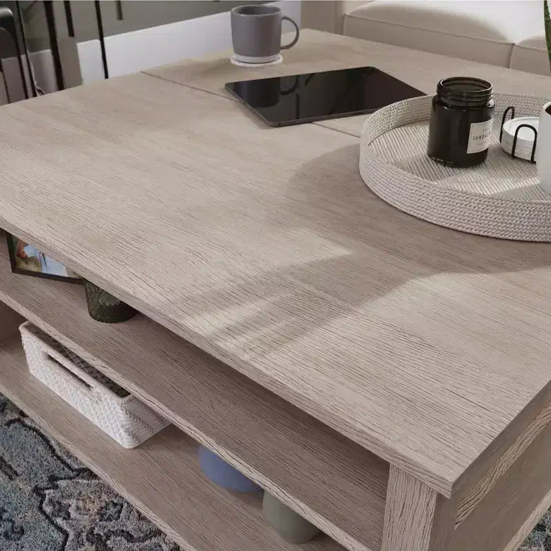 Table basse relevable moderne Valdosta avec rangement intégré