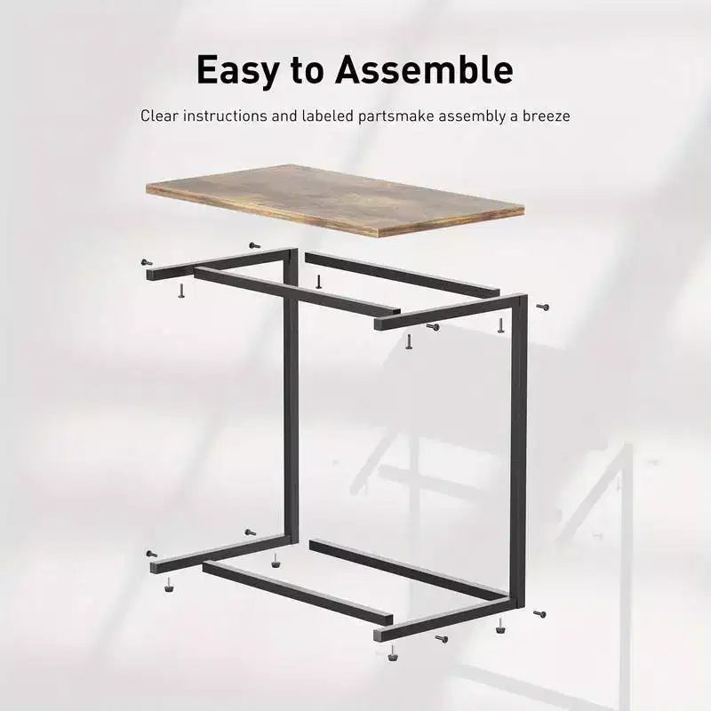 Table d'appoint en C, plateau de canapé pour ordinateur portable, table d'appoint pour café, support pour collations TV, cadre en métal, convient pour tables basses, canapés, salons, chambres à coucher
