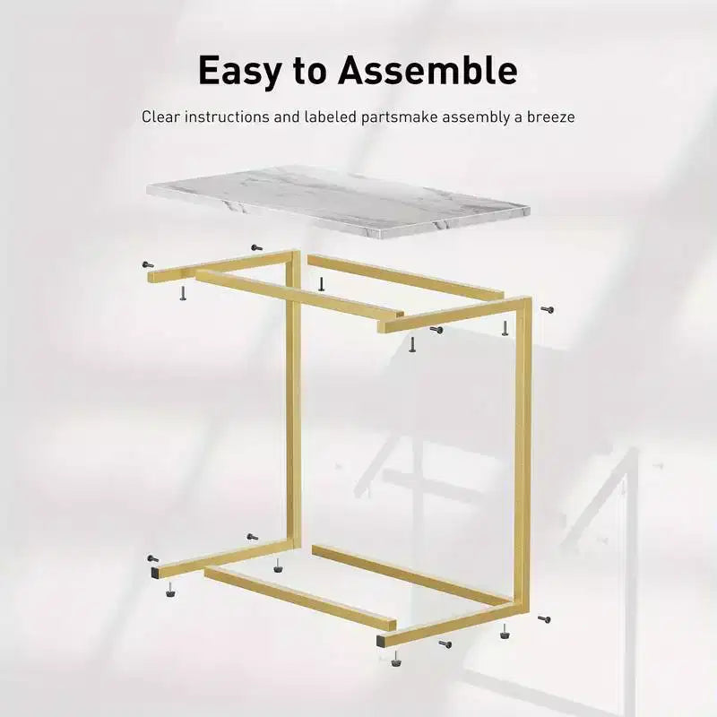 Table d'appoint en C, plateau de canapé pour ordinateur portable, table d'appoint pour café, support pour collations TV, cadre en métal, convient pour tables basses, canapés, salons, chambres à coucher