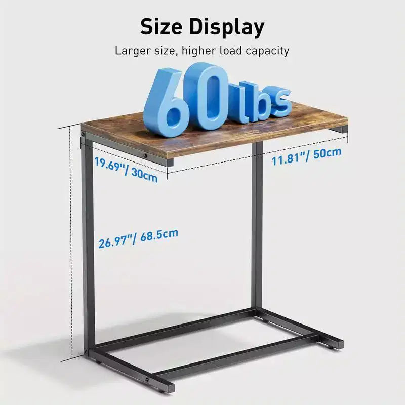 Table d'appoint en C, plateau de canapé pour ordinateur portable, table d'appoint pour café, support pour collations TV, cadre en métal, convient pour tables basses, canapés, salons, chambres à coucher