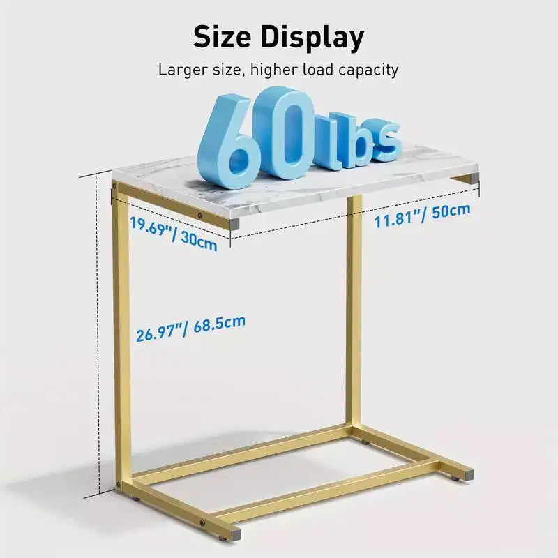 Table d'appoint en C, plateau de canapé pour ordinateur portable, table d'appoint pour café, support pour collations TV, cadre en métal, convient pour tables basses, canapés, salons, chambres à coucher