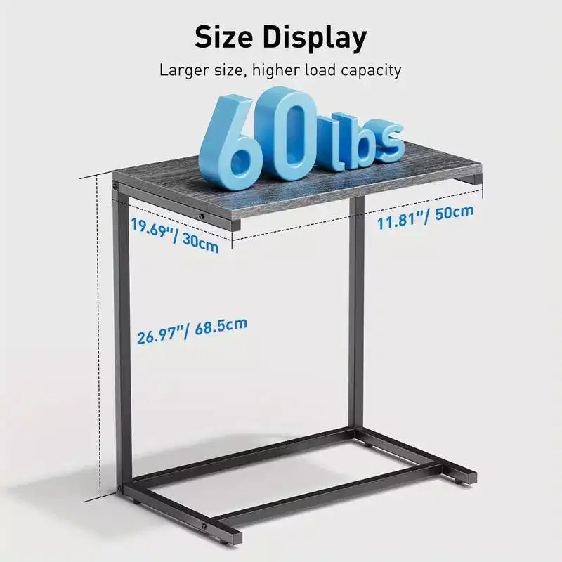 Table d'appoint en C, plateau de canapé pour ordinateur portable, table d'appoint pour café, support pour collations TV, cadre en métal, convient pour tables basses, canapés, salons, chambres à coucher
