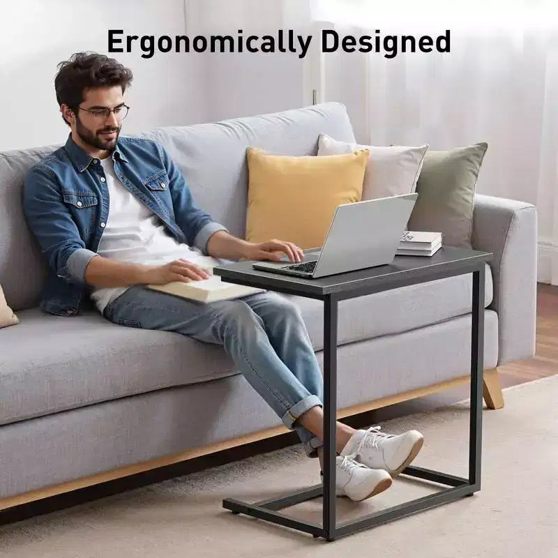 Table d'appoint en C, plateau de canapé pour ordinateur portable, table d'appoint pour café, support pour collations TV, cadre en métal, convient pour tables basses, canapés, salons, chambres à coucher