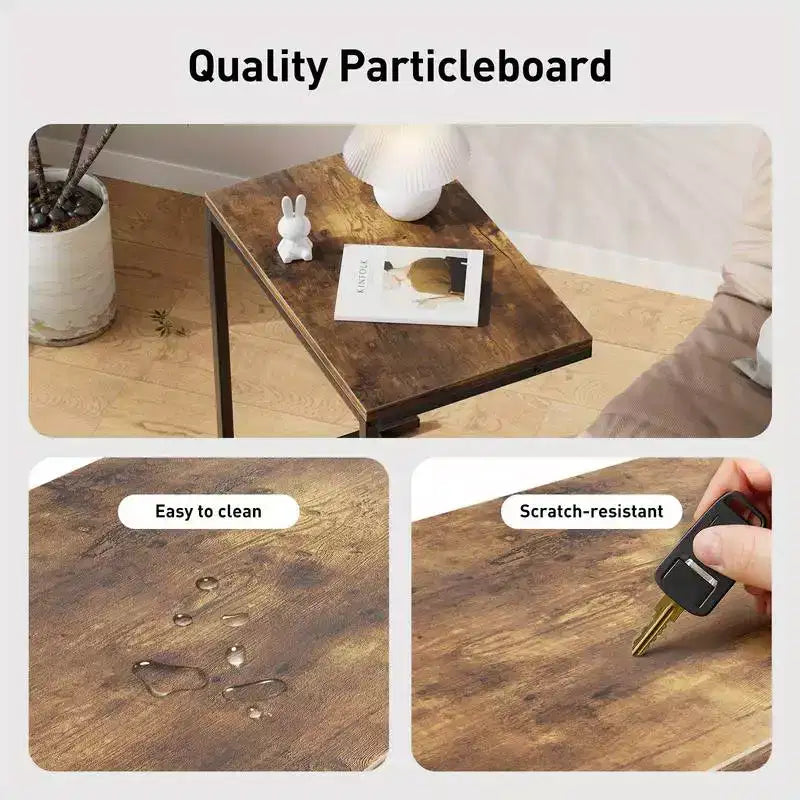 Table d'appoint en C, plateau de canapé pour ordinateur portable, table d'appoint pour café, support pour collations TV, cadre en métal, convient pour tables basses, canapés, salons, chambres à coucher
