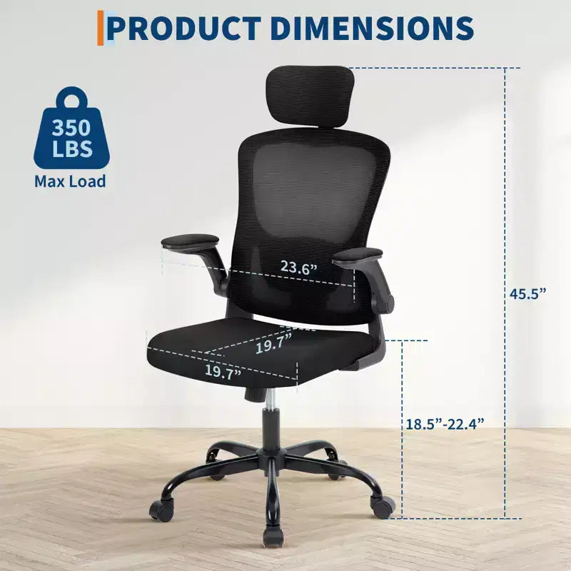 Office Computer Chair with Headrest, Mesh Home Office Chair with Adjustable Back Support & Armrest, High Back Ergonomic Rolling Work Chair for Study