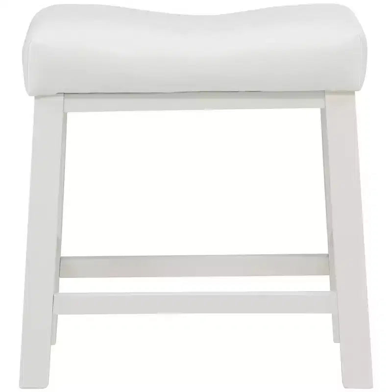 Tabourets de bar eHemco robustes à hauteur de comptoir de cuisine, avec pieds en bois et assise rembourrée, hauteur 19 pouces, blanc