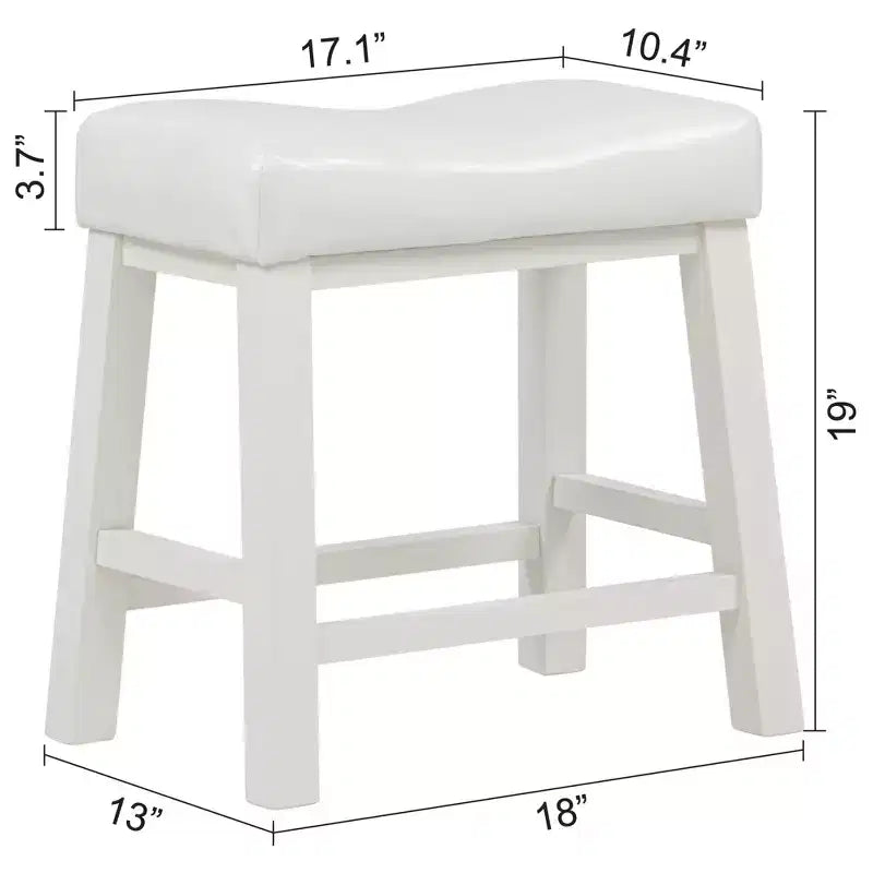 Tabourets de bar eHemco robustes à hauteur de comptoir de cuisine, avec pieds en bois et assise rembourrée, hauteur 19 pouces, blanc