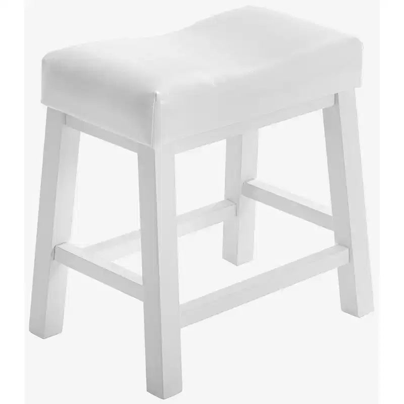 Tabourets de bar eHemco robustes à hauteur de comptoir de cuisine, avec pieds en bois et assise rembourrée, hauteur 19 pouces, blanc