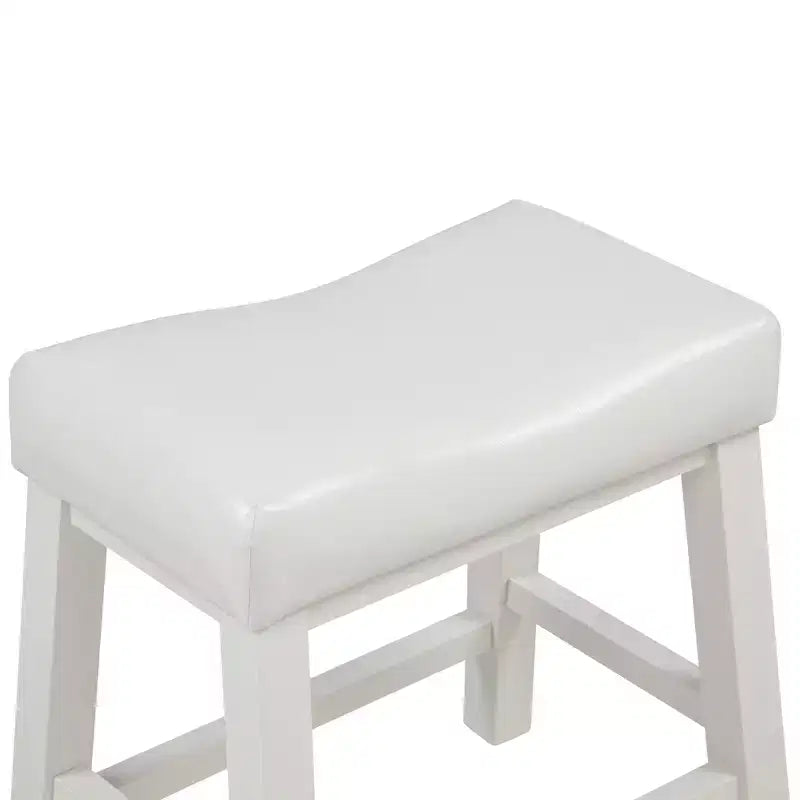 Tabourets de bar eHemco robustes à hauteur de comptoir de cuisine, avec pieds en bois et assise rembourrée, hauteur 19 pouces, blanc