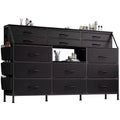 Dresser TV Stand with 14 Fabric Drawers, Bedroom Dresser with Metal Frame and Wood Top Open Shelves for Bedroom for Living Room, Bedroom, Closet