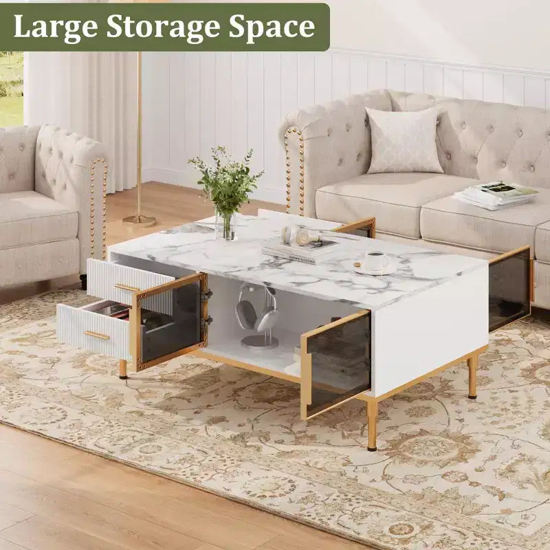 Table basse cannelée moderne, Table basse pour salon, Petite table basse cannelée