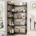 GustoWave 5-Tier Corner Bookshelf 72 Tall L-Shaped Bookcase Storage Shelf with Metal Frame