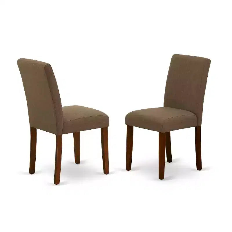 Table de salle à manger rectangulaire de cuisine avec rallonge et 2 chaises Parsons - Tissu lin rustique