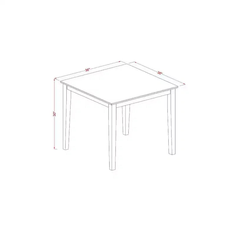 Table carrée rustique et 2 chaises Parsons - pieds en acajou, similicuir marron