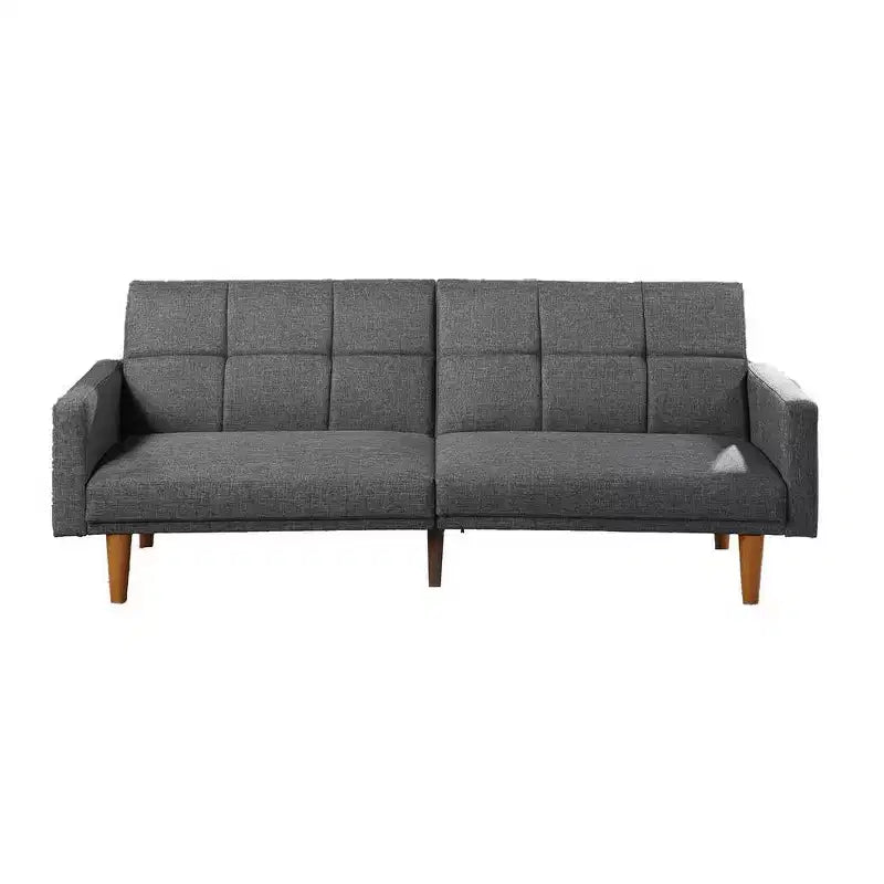 Royal Hampton Fabric Adjustable Sofa with Square Tufted Back, Light Gray