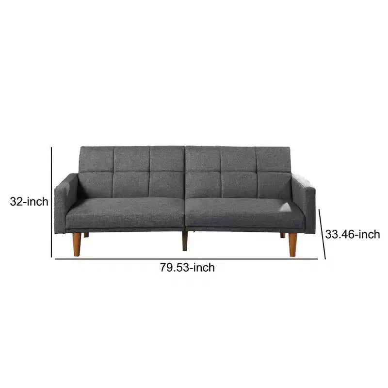 Royal Hampton Fabric Adjustable Sofa with Square Tufted Back, Light Gray
