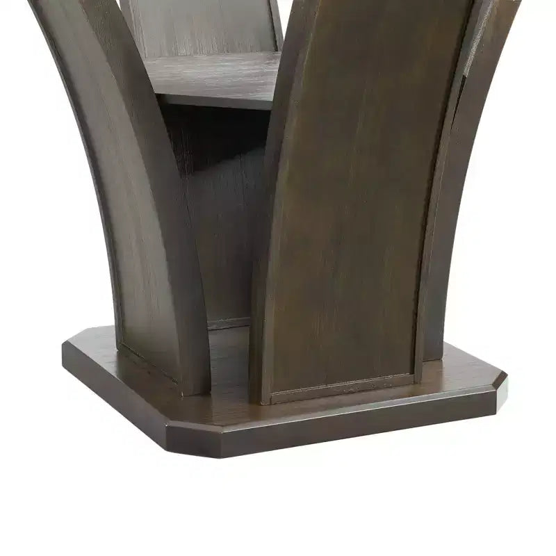 Table ronde Simms hauteur standard et 4 chaises Noyer - : Plateau en verre, Rembourrage crème