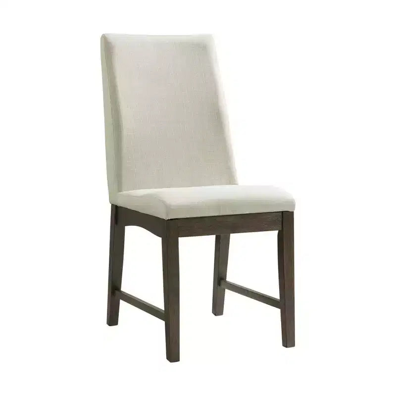 Table ronde Simms hauteur standard et 4 chaises Noyer - : Plateau en verre, Rembourrage crème