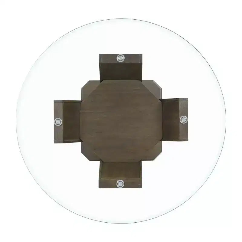 Table ronde Simms hauteur standard et 4 chaises Noyer - : Plateau en verre, Rembourrage crème