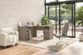 Bureau d'ordinateur en L gris frêne -