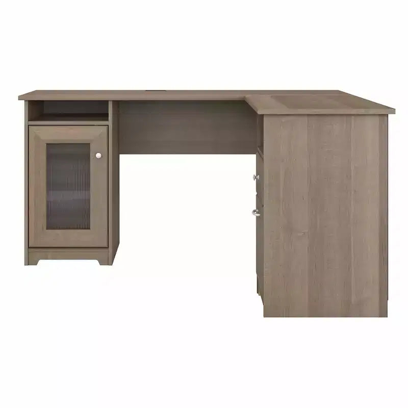 Bureau d'ordinateur en L gris frêne -