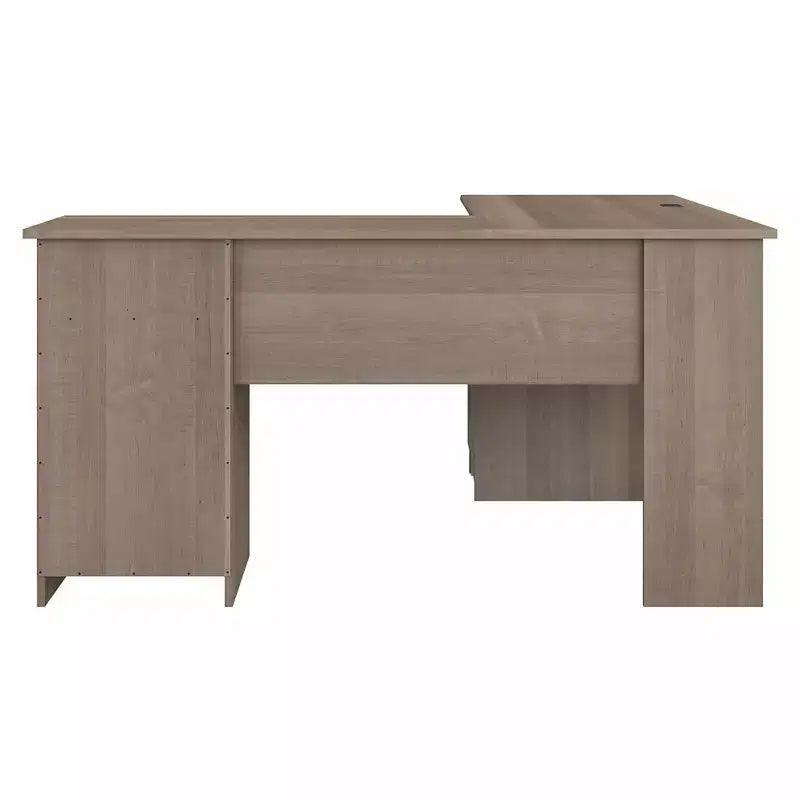 Bureau d'ordinateur en L gris frêne -