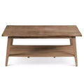Milani Rectangle Cocktail Table Natural: Mango Wood, Mid-Century Modern, Storage Shelf - Steve Silver Co.