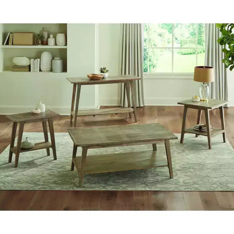 Table basse rectangulaire Milani Naturel : Bois de manguier, moderne du milieu du siècle, étagère de rangement - Steve Silver Co.
