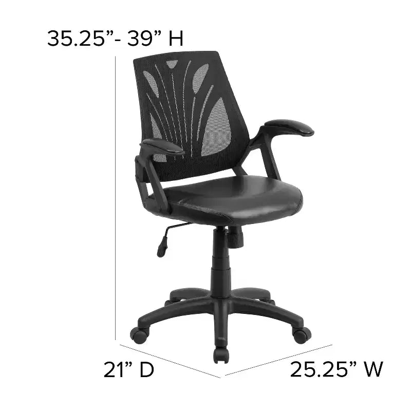 Chaise de bureau pivotante ergonomique en maille avec accoudoirs ouverts et dossier mi-haut