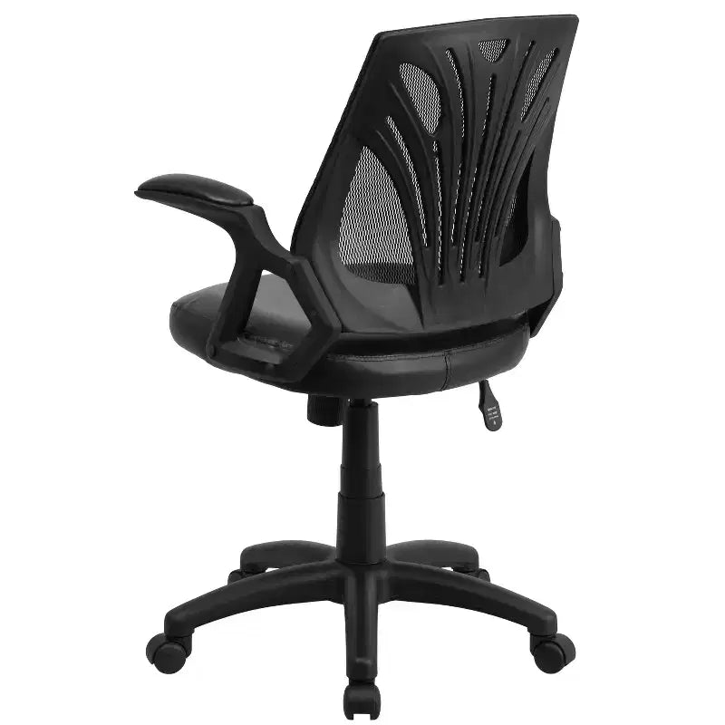 Chaise de bureau pivotante ergonomique en maille avec accoudoirs ouverts et dossier mi-haut