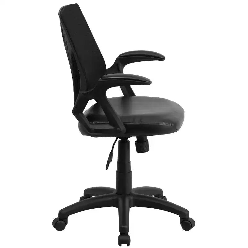 Chaise de bureau pivotante ergonomique en maille avec accoudoirs ouverts et dossier mi-haut