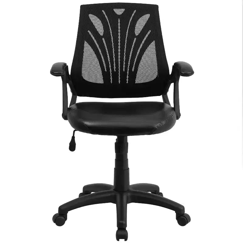 Chaise de bureau pivotante ergonomique en maille avec accoudoirs ouverts et dossier mi-haut