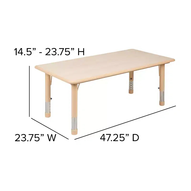 Table d'activités rectangulaire en plastique Emma et Oliver de 23,625"L x 47,25"P, réglable en hauteur