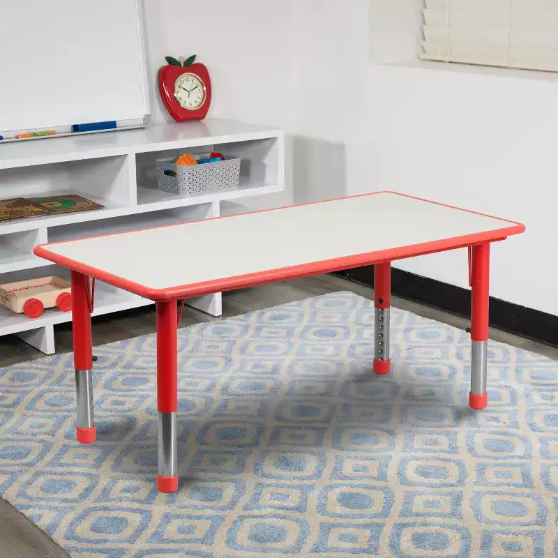 Table d'activités rectangulaire en plastique Emma et Oliver de 23,625"L x 47,25"P, réglable en hauteur