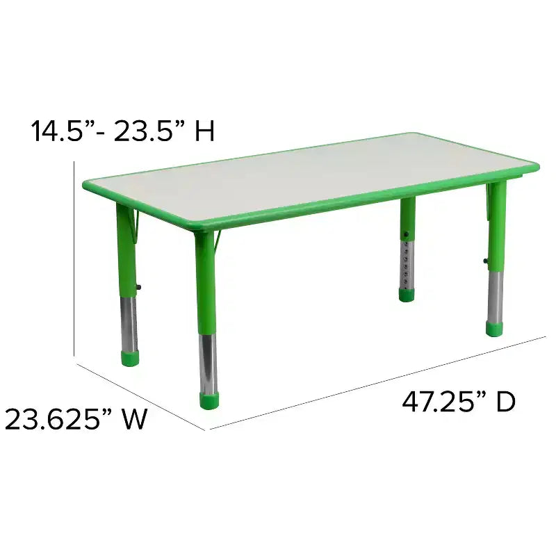Table d'activités rectangulaire en plastique Emma et Oliver de 23,625"L x 47,25"P, réglable en hauteur