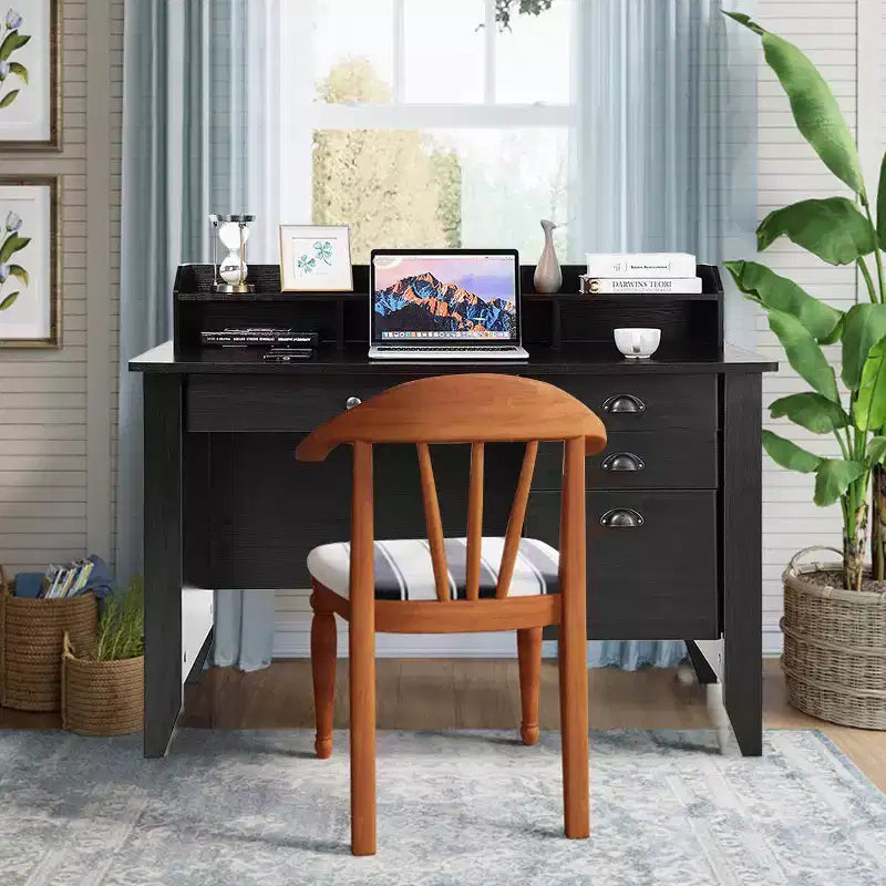 Bureau d'ordinateur PC portable Table d'écriture Poste de travail Meuble d'étude pour étudiant Noir
