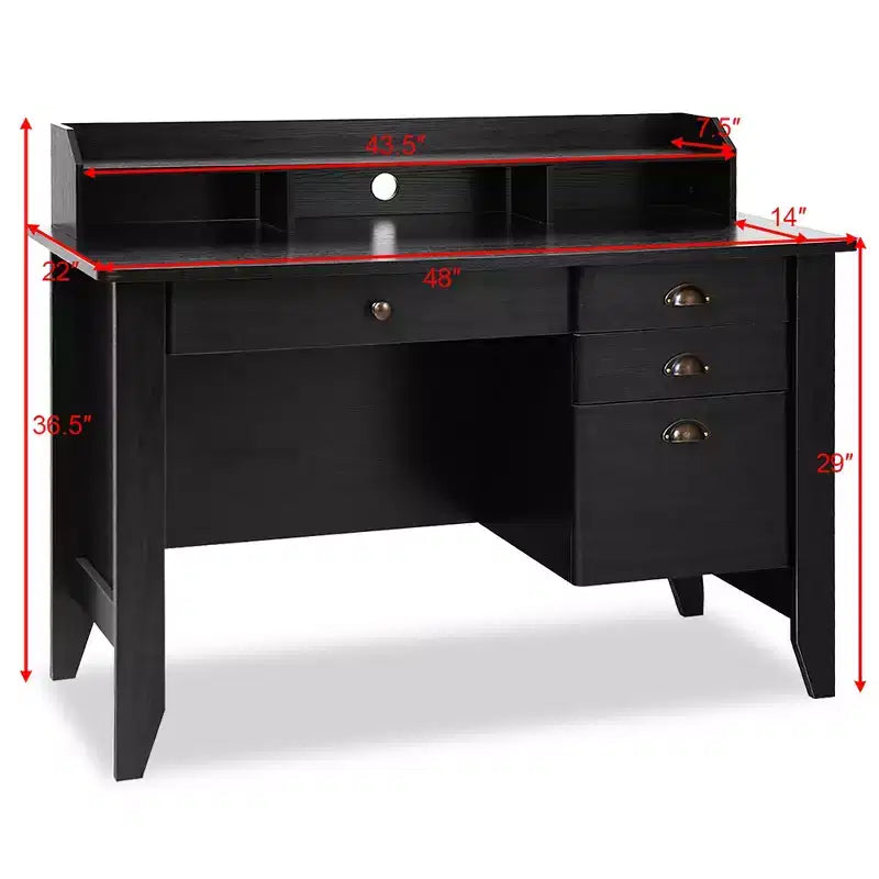 Bureau d'ordinateur PC portable Table d'écriture Poste de travail Meuble d'étude pour étudiant Noir