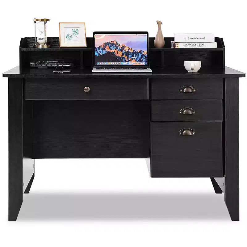 Bureau d'ordinateur PC portable Table d'écriture Poste de travail Meuble d'étude pour étudiant Noir