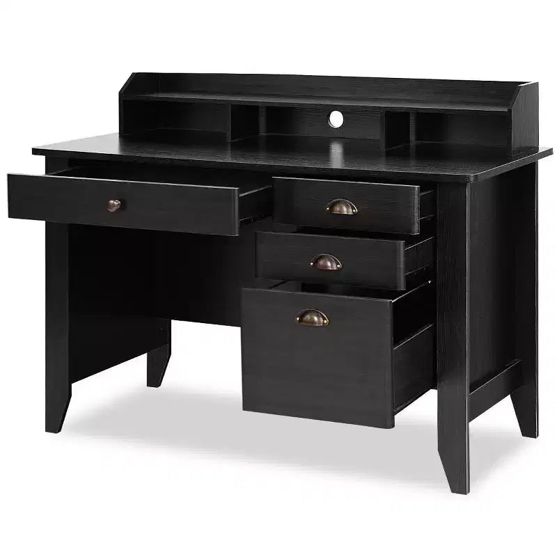 Bureau d'ordinateur PC portable Table d'écriture Poste de travail Meuble d'étude pour étudiant Noir